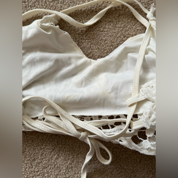 White Crochet Cross Tie Tank Top, OS - Picture 5 of 6